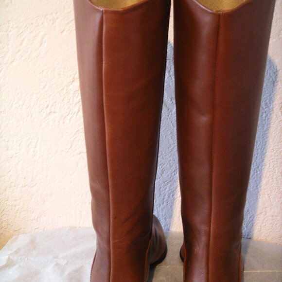 Vintage 100% leather saddle brown women's knee-high equestrian boots size 8.5 - Picture 8 of 14